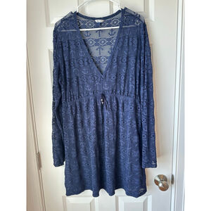 Women's Nautica Blue Mesh Long Sleeve Cover-Up Size L